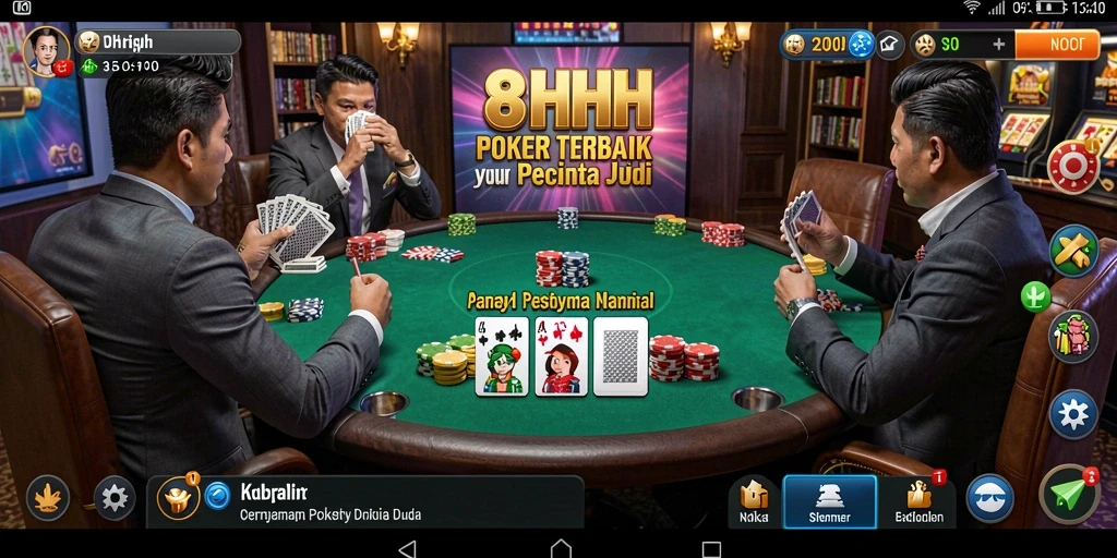 Tampilan gameplay poker yang mengasyikkan di 8HHH.