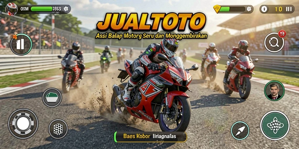 Gameplay <strong>JUALTOTO</strong> dengan aksi balap motor yang mendebarkan.