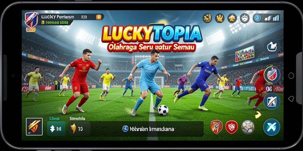 Tampilan gameplay seru di LUCKYTOPIA dengan berbagai olahraga.