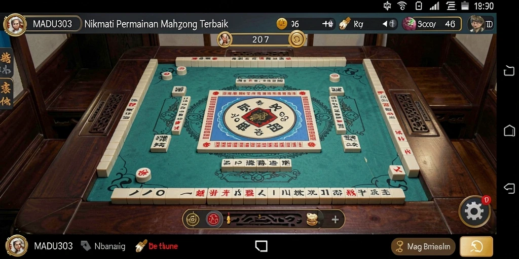Tangkapan layar gameplay MADU303 menampilkan keseruan permainan Mahjong.