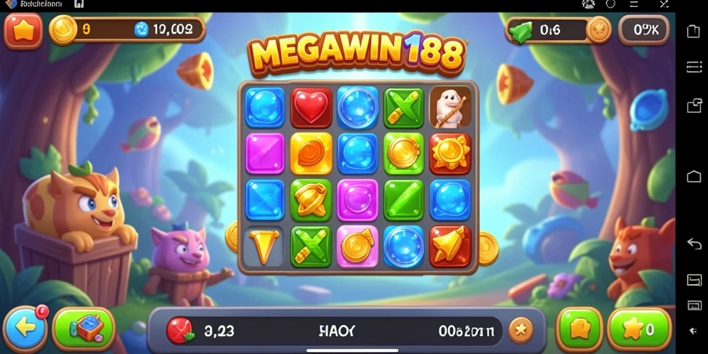 Tampilan gameplay seru dari MEGAWIN188 dengan level Match-3.