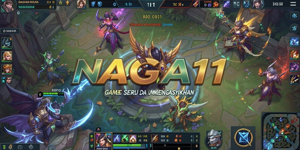 Tangkapan layar utama NAGA11 menampilkan aksi seru dalam pertempuran MOBA.