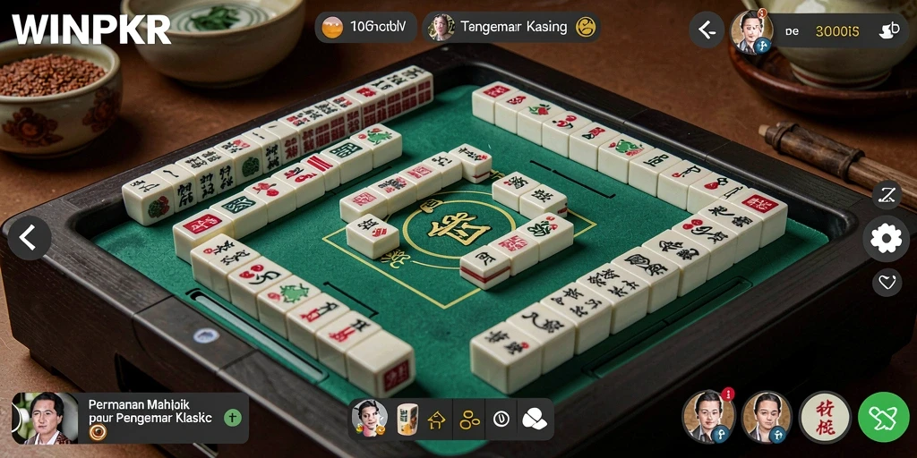 Tangkapan layar permainan WINPKR dengan tampilan ubin Mahjong yang menarik.